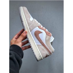 Кроссовки для баскетбола NK AIR JORDA*N 1 low "light bonearchaeo brown" 1 поколения, классические, в стиле ретро,