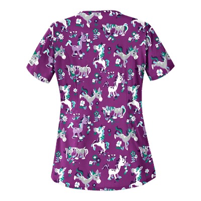 UA Frolic In The Flowers Berry Burst V-Neck Scrub Top