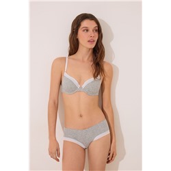 Braga boxer algodón canalé encaje gris