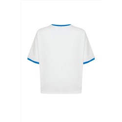 Ekru Unisex Oversize Rahat %100 Pamuklu Couple Örme T-Shirt TBBSS24BF00033