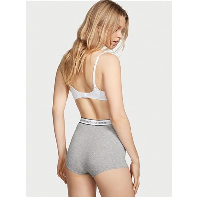 COTTON Logo Cotton High-Waist Boyshort Panty