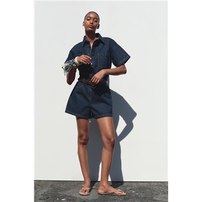 Z1975 SHORT SLEEVE DENIM PLAYSUIT