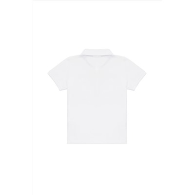 Erkek Çocuk Beyaz Basic Polo Yaka Tişört