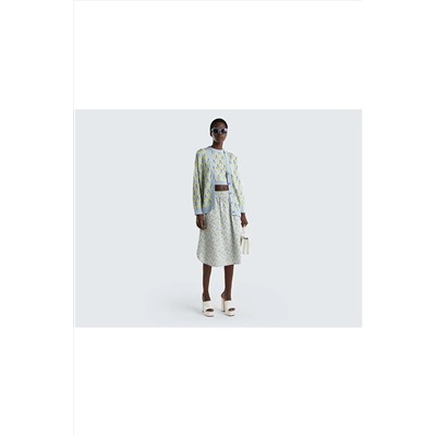 United Colors of Benetton Kadın Yüz Baskılı Meyve Desenli V Yaka Koton Hırka 123P1094E601S-902