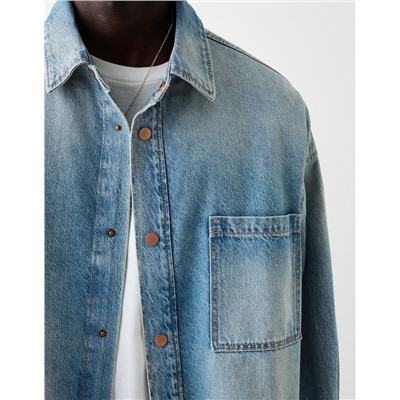 Long sleeve oversize denim shirt