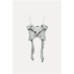 TEXTURED CROP TOP WITH RUFFLES