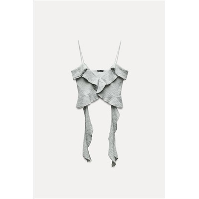 TEXTURED CROP TOP WITH RUFFLES