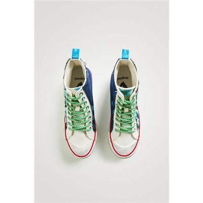 Sneakers altas plataforma patch bordados