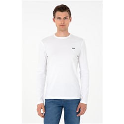 Erkek Beyaz Basic Sweatshirt