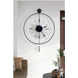 MetaQuartz Aksesuar Siyah Luxry Şefaf Cam 60 Cm Timelless Metal Dekoratif Camlı Lüx Duvar Saati GümüşTimellesŞeffaf