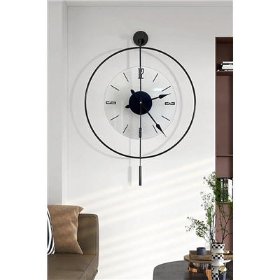 MetaQuartz Aksesuar Siyah Luxry Şefaf Cam 60 Cm Timelless Metal Dekoratif Camlı Lüx Duvar Saati GümüşTimellesŞeffaf