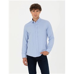 Açık Mavi Slim Fit Uzun Kollu Gömlek