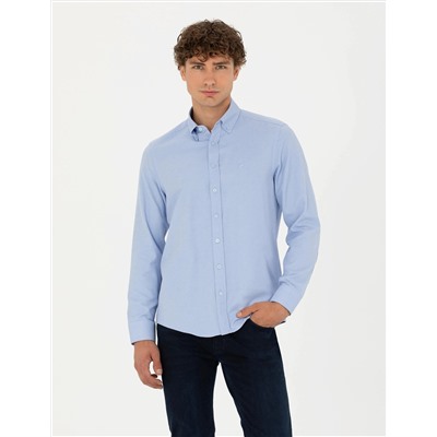Açık Mavi Slim Fit Uzun Kollu Gömlek