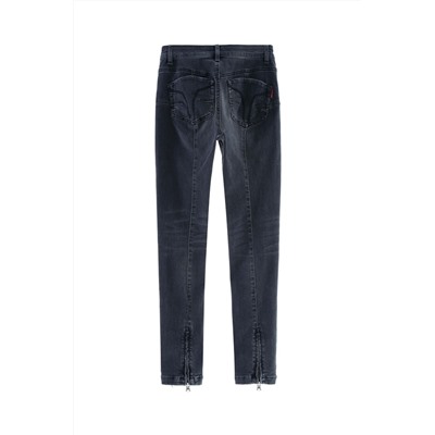 Vaquero slim fit de tiro alto Negro