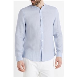 Camisa regular fit de lino - Azul