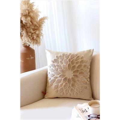 HAMUR Bohem Özel Tasarım Punch Panç Desen Kare Dekoratif Kırlent Kılıfı Flower Natural E72EY03FLK