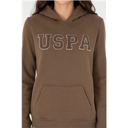 Kadın Haki Basic Kapüşonlu Sweatshirt