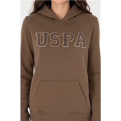 Kadın Haki Basic Kapüşonlu Sweatshirt