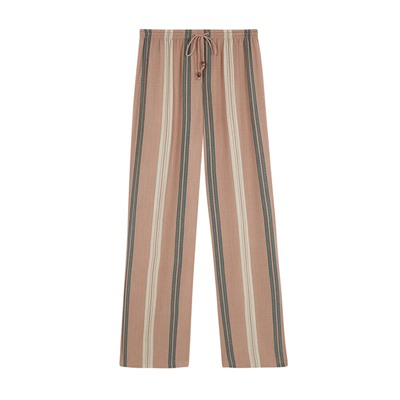 Pantalón largo estampado rayas marrón