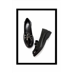 Bambi Siyah Kırışık Rugan Kadın Loafer Ayakkabı K01257067408 TYCHRE7DHN169159183762397