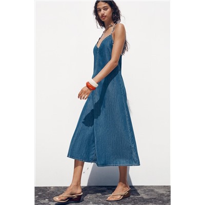 Z1975 DENIM STRAPPY MIDI DRESS