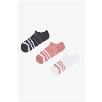 Penti, Rib Line Pembe Gri Beyaz 3lü Sneaker Çorap