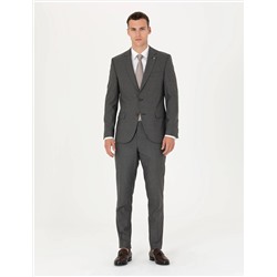 Çizgili Kahverengi Ekstra Slim Fit Takım Elbise