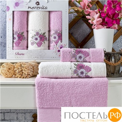 11779 Комп. Пол. MERZUKA махр. в короб. (50x90/2)(70х140/1) 3 шт. DURU сиреневый
