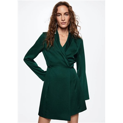 Vestido satinado cruzado -  Mujer | MANGO OUTLET España
