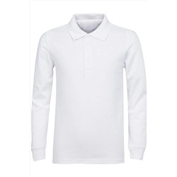 NZY Tekstil Beyaz Polo Yaka Uzun Kol Çocuk Genç Okul Tişört TYC00322431625