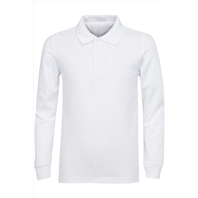 NZY Tekstil Beyaz Polo Yaka Uzun Kol Çocuk Genç Okul Tişört TYC00322431625