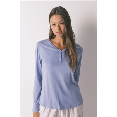 Camiseta manga corta algodón perchado lila