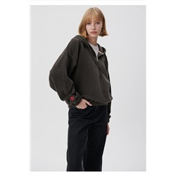 MaviKapüşonlu Yarı Fermuarlı Polar Sweatshirt 1S10009-70088