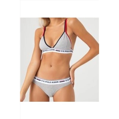 U.S. Polo Assn., Kadın Gri Melanj Büstiyer Slip Takım 66254