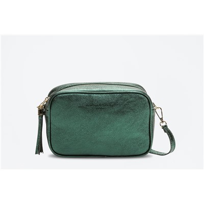 Bandolera de piel Gaby Metallic Verde oscuro