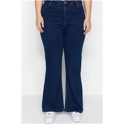 Trendyol Curve İndigo Yüksek Bel Comfort İspanyol Paça Flare Fit Jeans TBBAW23JE00001