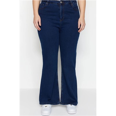 Trendyol Curve İndigo Yüksek Bel Comfort İspanyol Paça Flare Fit Jeans TBBAW23JE00001