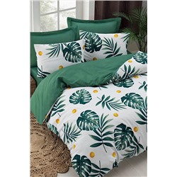 Ev & Ev Home Çift Kişilik Kolay Ütülenir Nevresim Takımı Monstera Yeşil Ep-017377