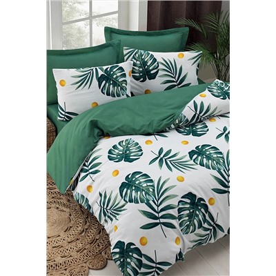 Ev & Ev Home Çift Kişilik Kolay Ütülenir Nevresim Takımı Monstera Yeşil Ep-017377