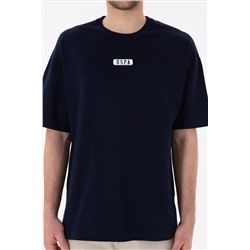 Erkek Oversize Fit Bisiklet Yaka Lacivert Tişört