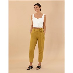 Yeşil Carrot Fit Keten Pantolon