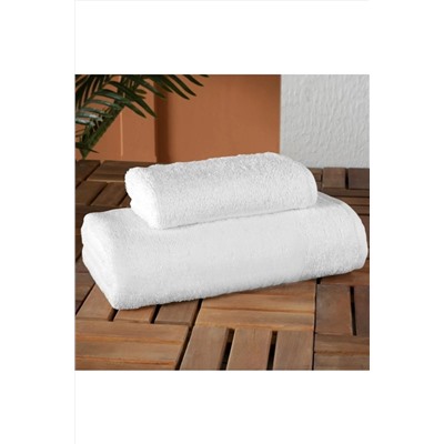 Softest Beyaz 50x90 + 70x140 Banyo Havlu Seti 680 Gr %100 Pamuk, Otel Havlusu, 2'li Set SoftestEcoEponjHavlu