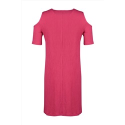 Fuşya A-line Cut-Out Detaylı Örme Elbise TBBSS22EL2986