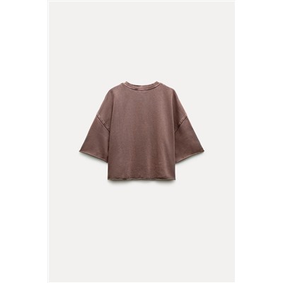 SHORT SLEEVE RIBBED PLUSH SWEATSHIRT