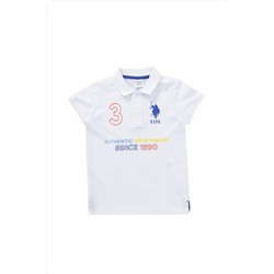 U.S. Polo Assn., Baskılı Beyaz Erkek Çocuk Polo T-shirt Yesel Vr013