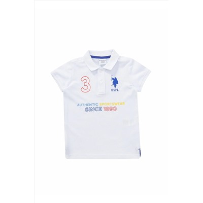 U.S. Polo Assn., Baskılı Beyaz Erkek Çocuk Polo T-shirt Yesel Vr013