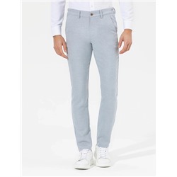 Açık Mavi Slim Fit Beli Lastikli Kanvas Pantolon