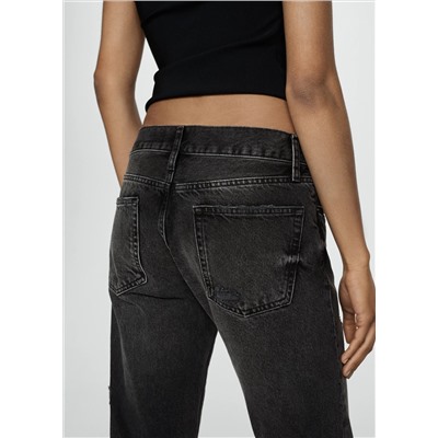 Jeans girlfriend tiro bajo rotos