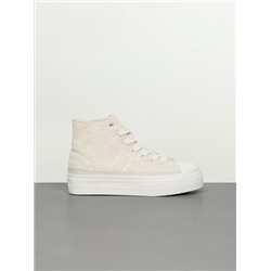 FAUX FUR HIGH-TOP SNEAKERS