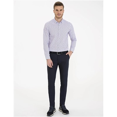 Lacivert Slim Fit Uzun Kollu Gömlek